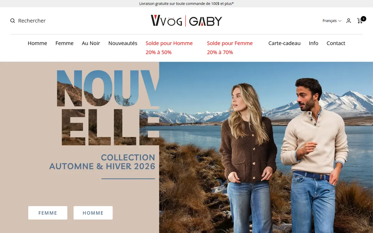 Accueil de la boutique Vvög : collection automne et hiver