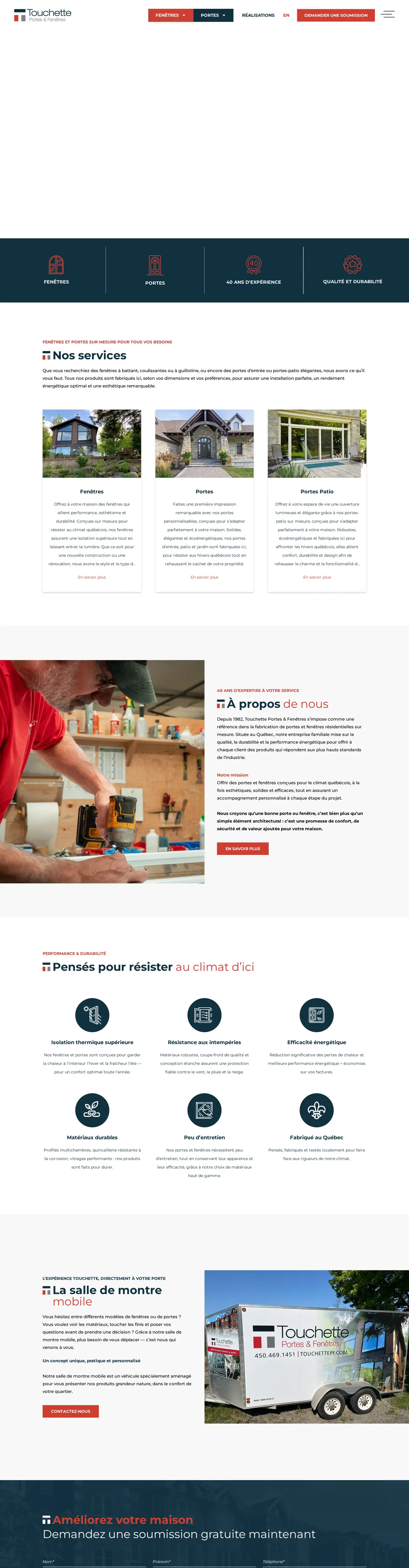 Site web de Touchette Portes et Fenêtres