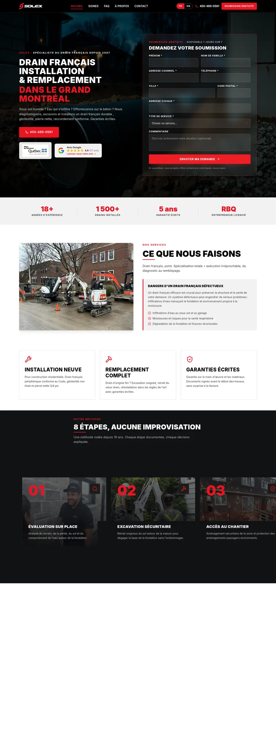 Page d’accueil du site drain-francais.ca de Solex