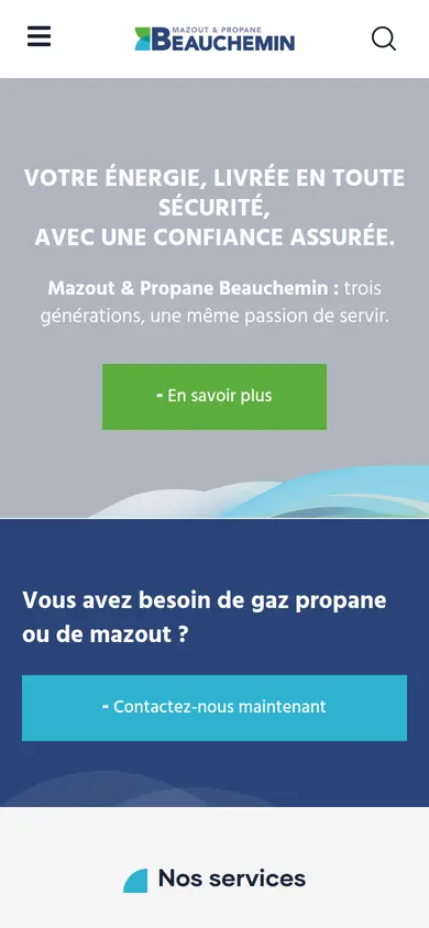 Version mobile du site de Mazout & Propane Beauchemin