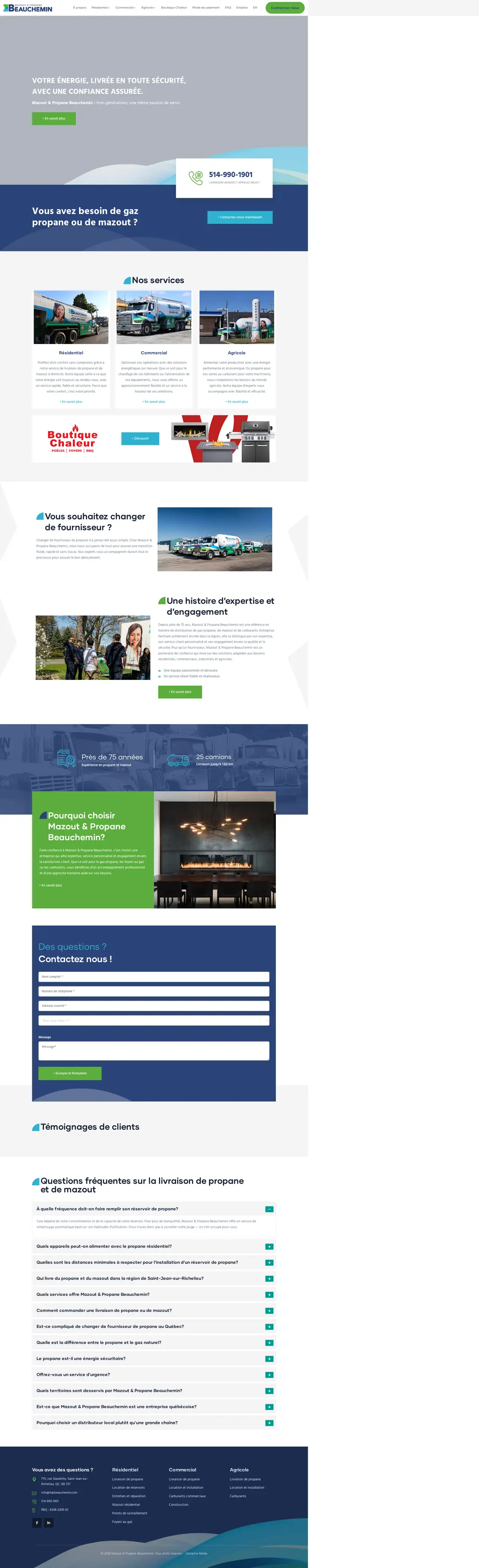Site web de Mazout & Propane Beauchemin