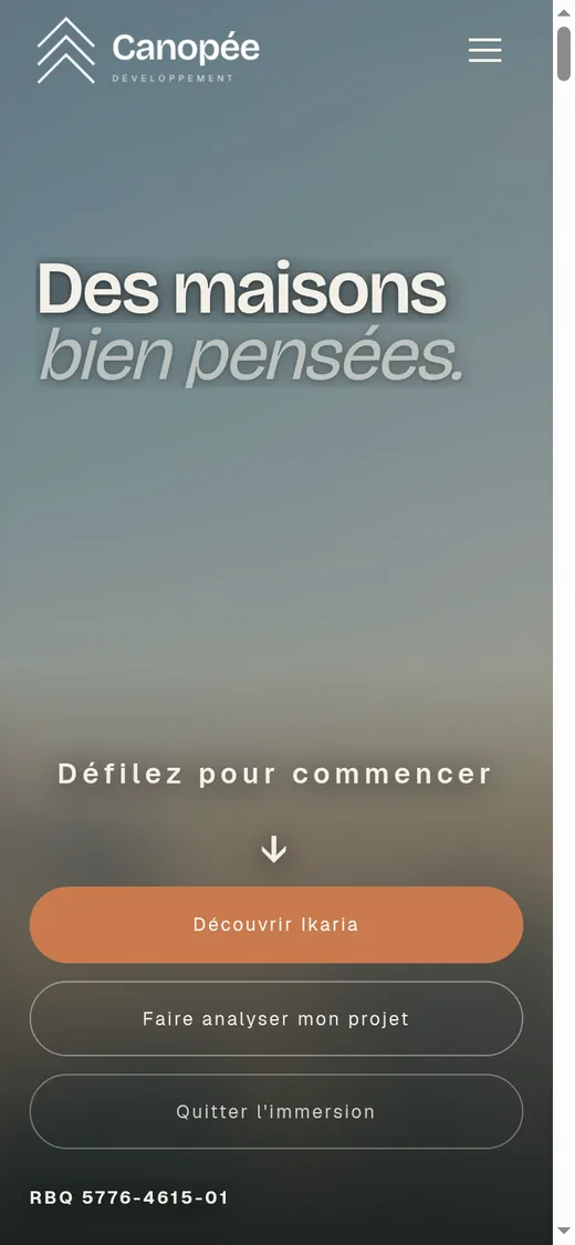 Canopée Développement — aperçu mobile du site