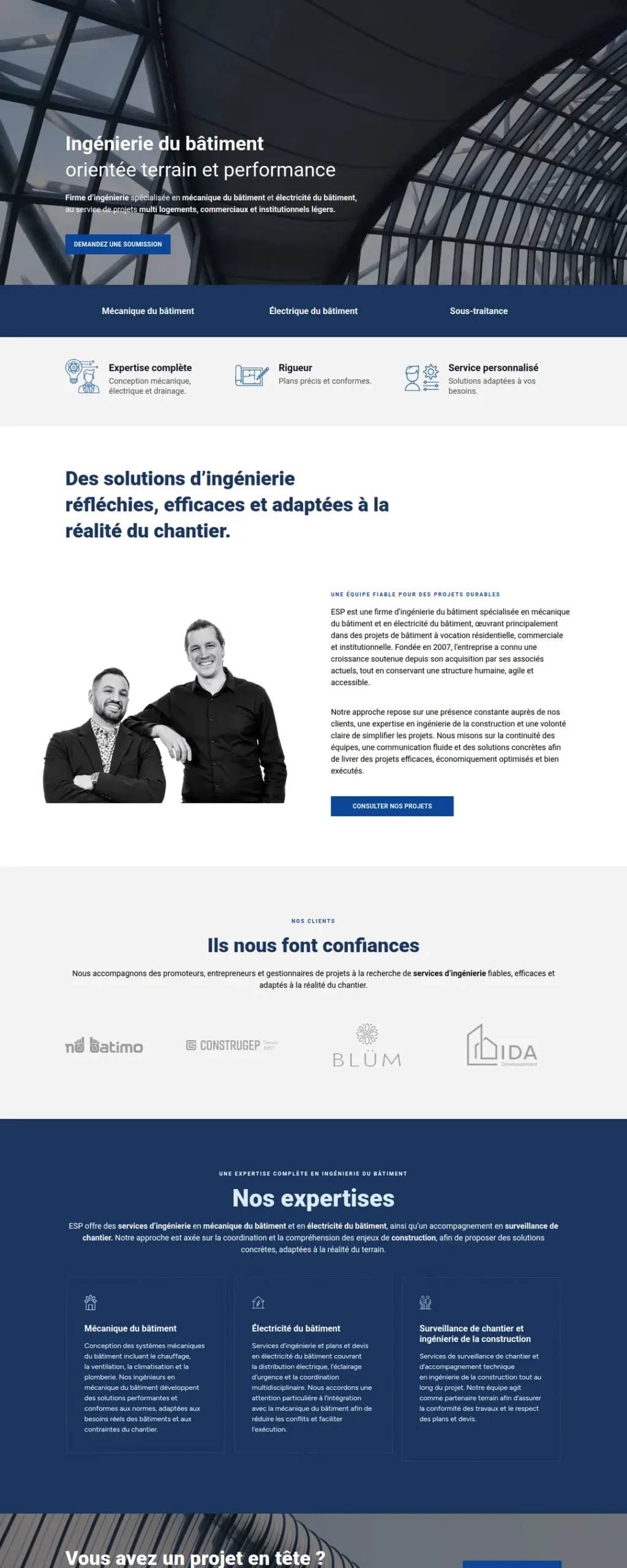 Équipe SP — aperçu du site web