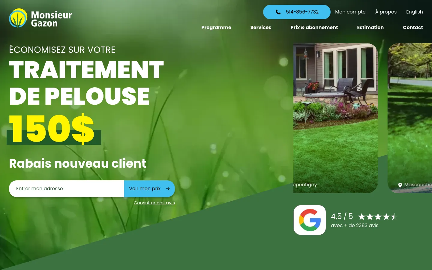 Monsieur Gazon — aperçu du site web