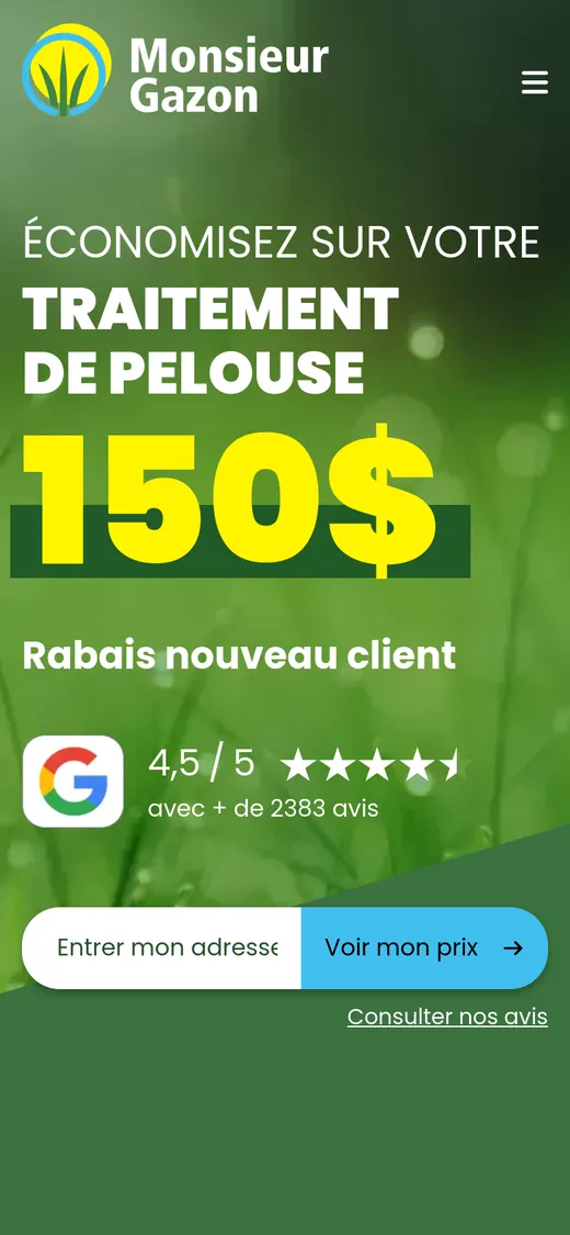 Monsieur Gazon — aperçu mobile du site