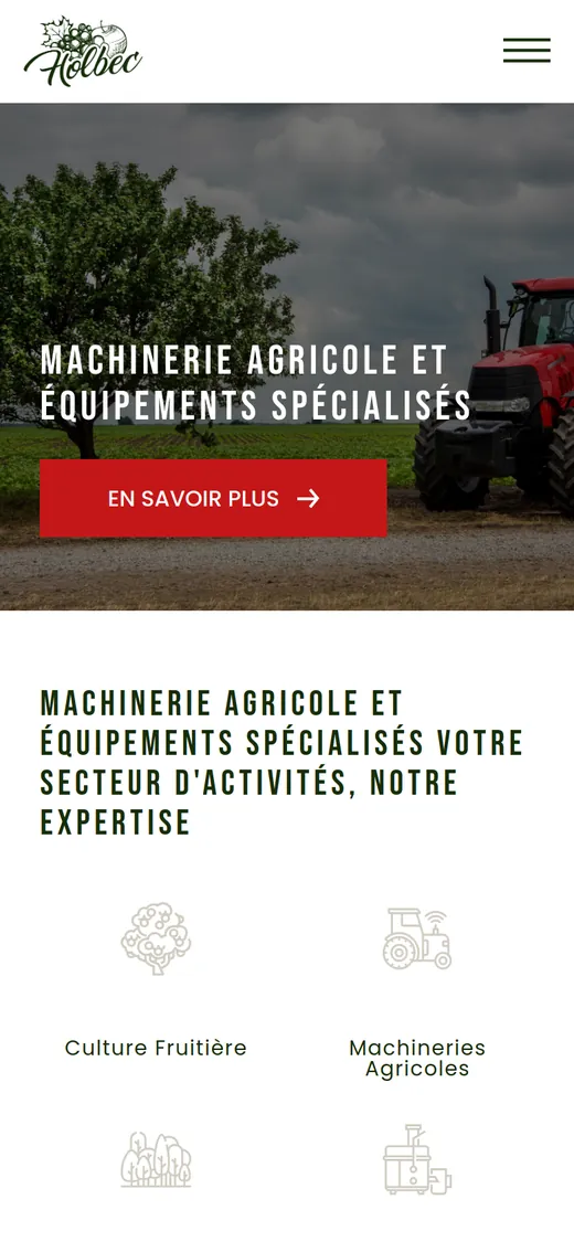 Holbec — aperçu mobile du site