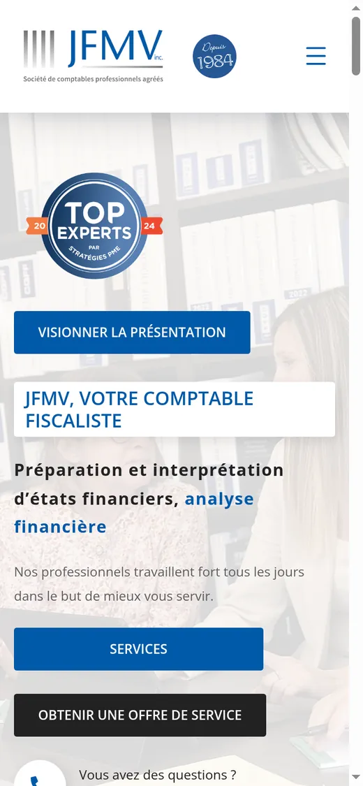 JFMV — aperçu mobile du site