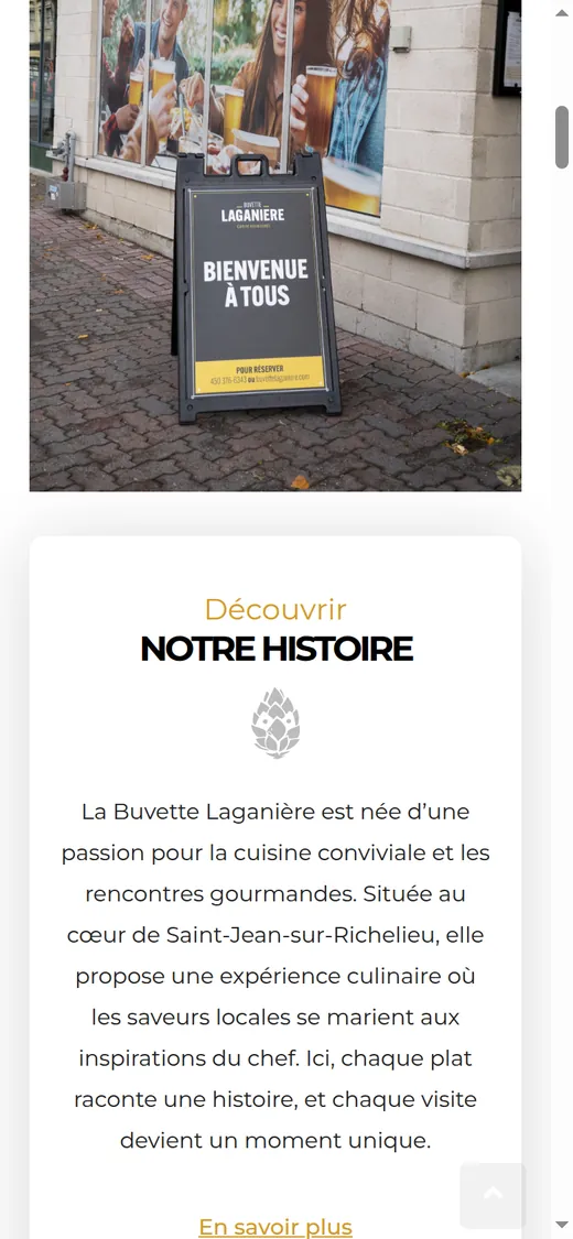 Buvette Laganière — aperçu mobile du site