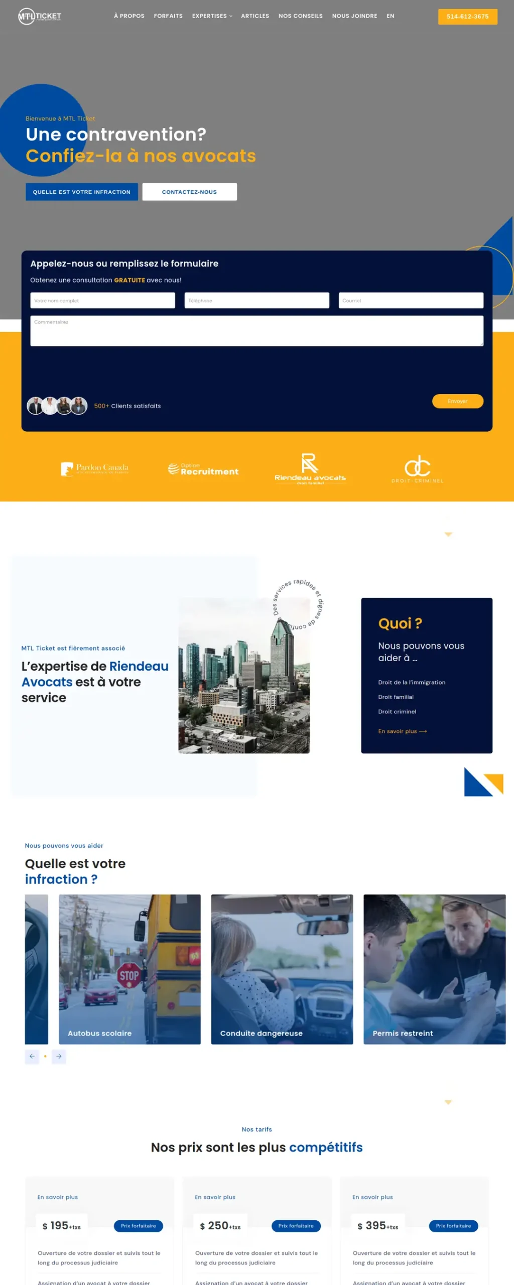 MTL Ticket — aperçu du site web