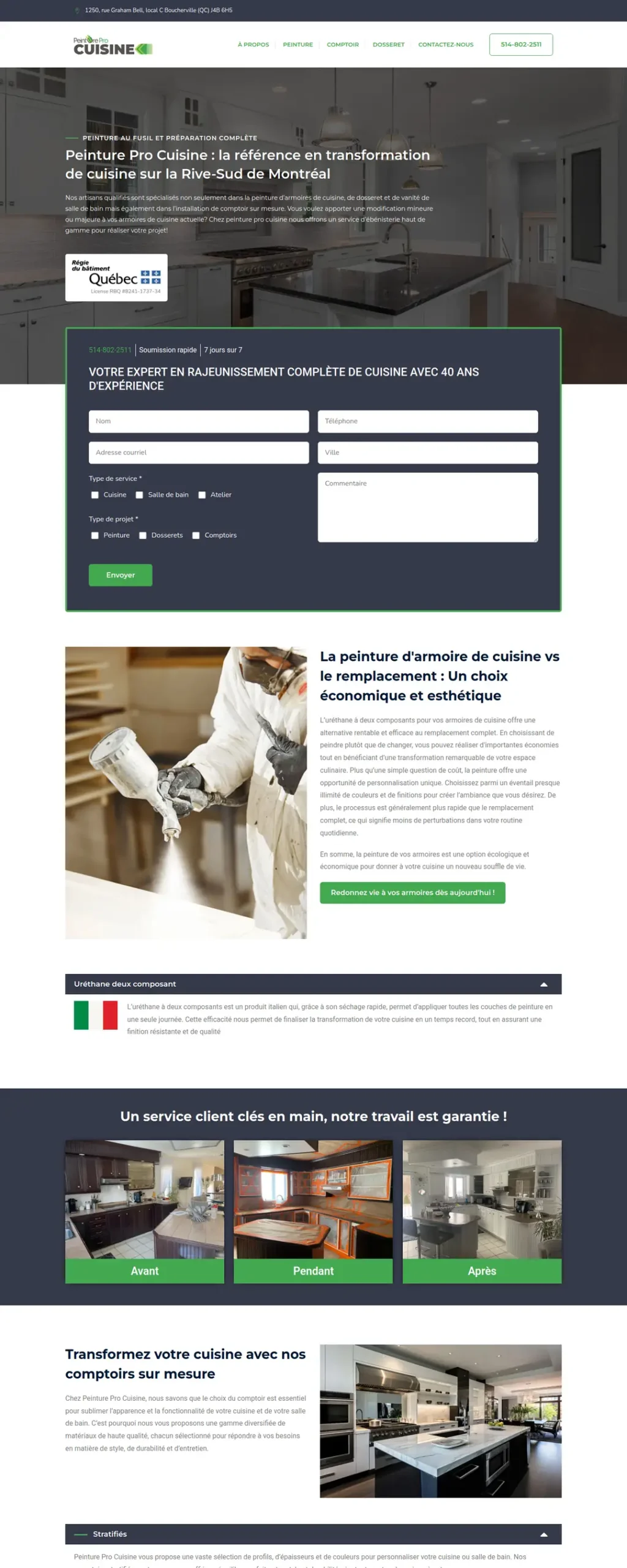 Peinture Pro Cuisine — aperçu du site web