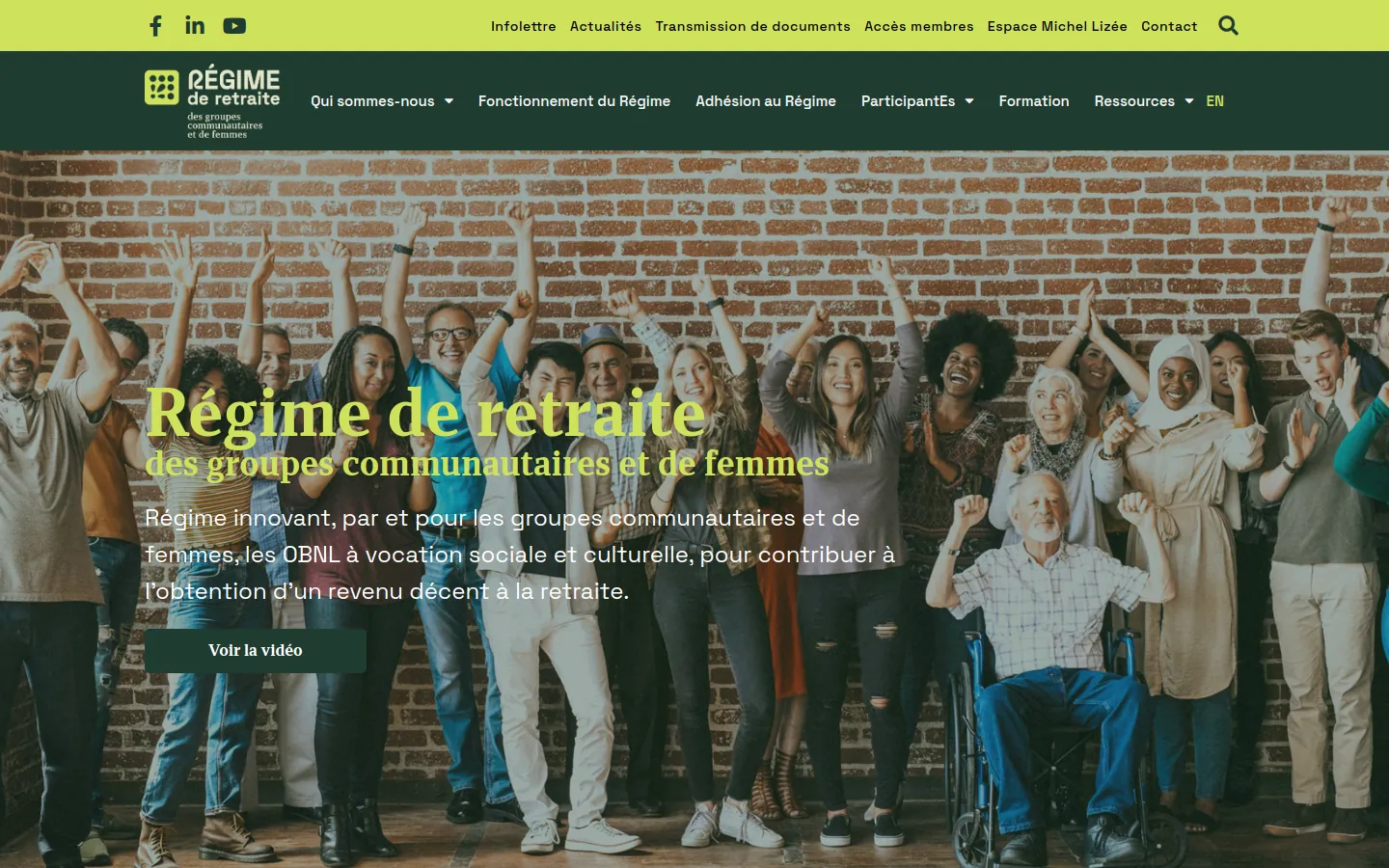 Régime de retraite des groupes communautaires et de femmes — aperçu du site web