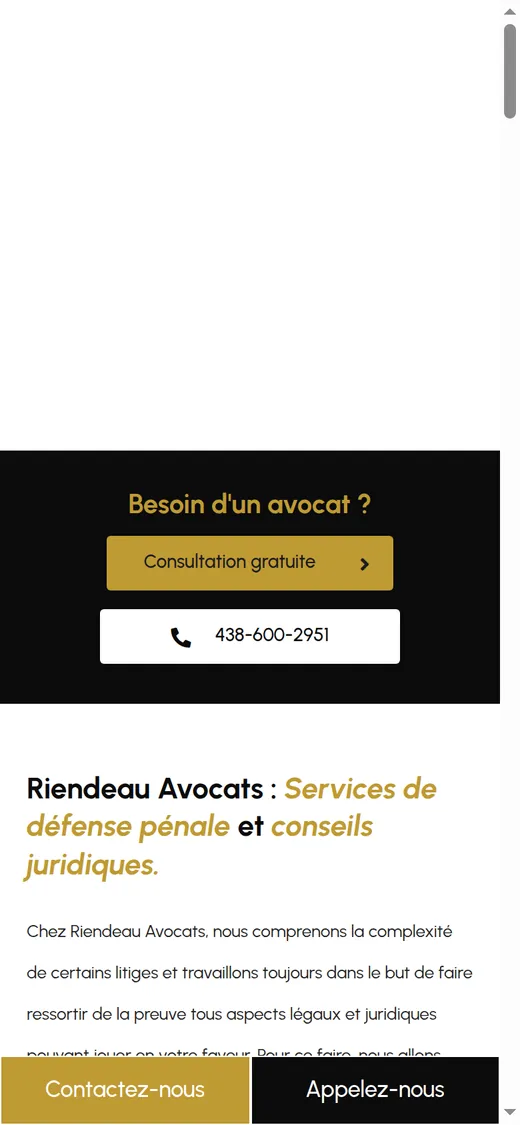 Riendeau Avocats — aperçu mobile du site