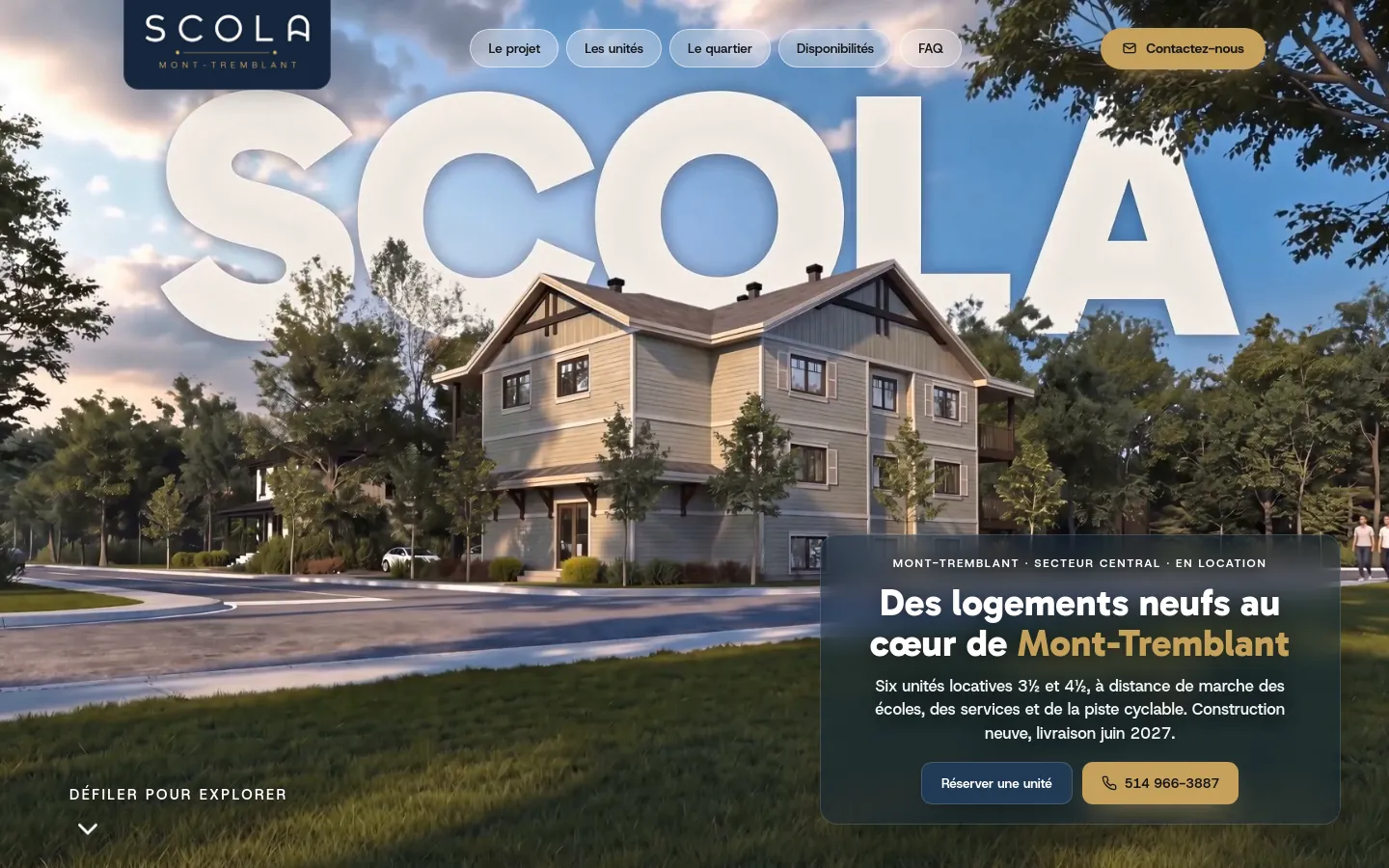 Scola — aperçu du site web