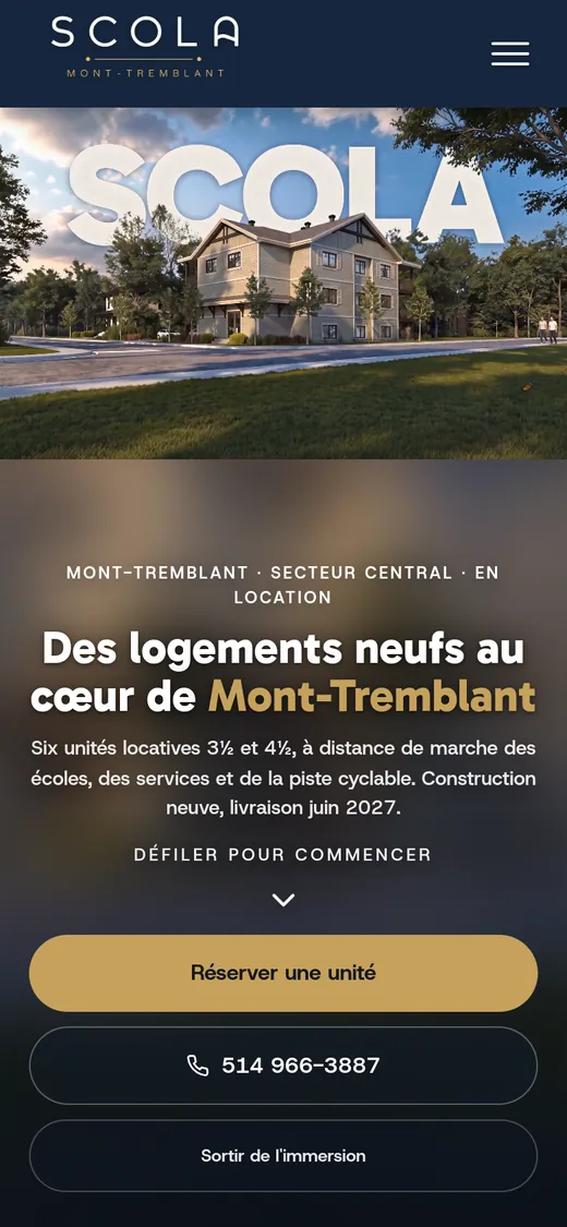 Scola — aperçu mobile du site