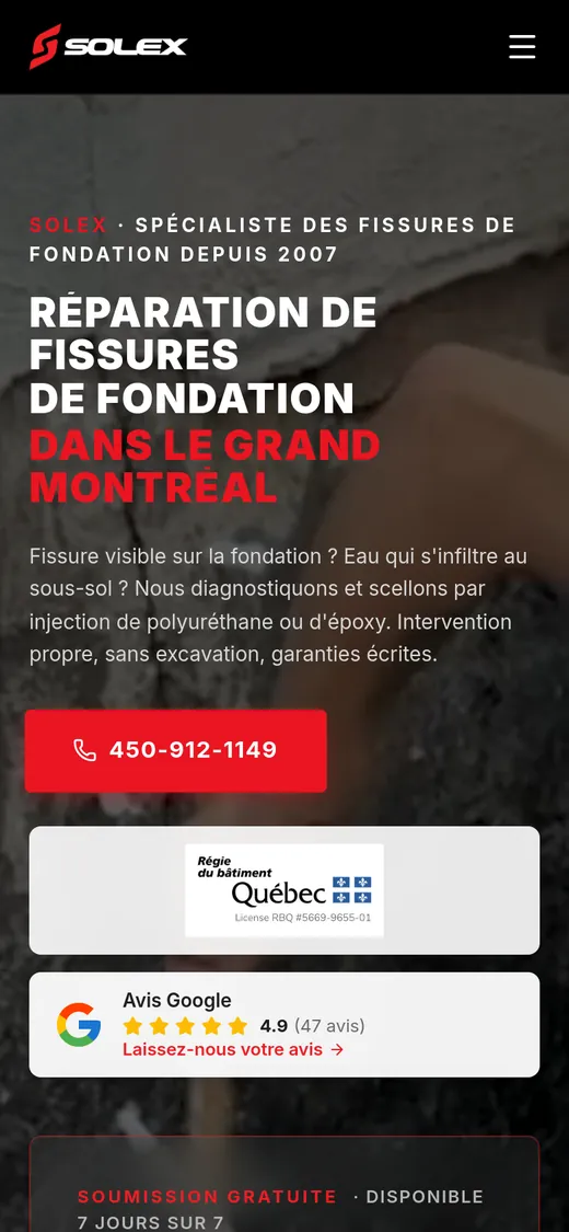 Solex Expert — aperçu mobile du site