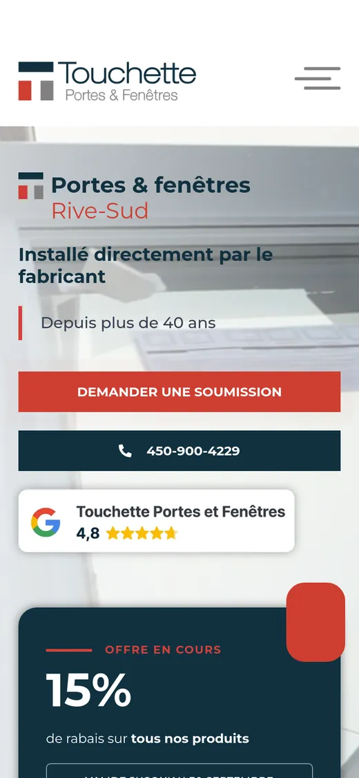 Touchette Portes et Fenêtres — aperçu mobile du site
