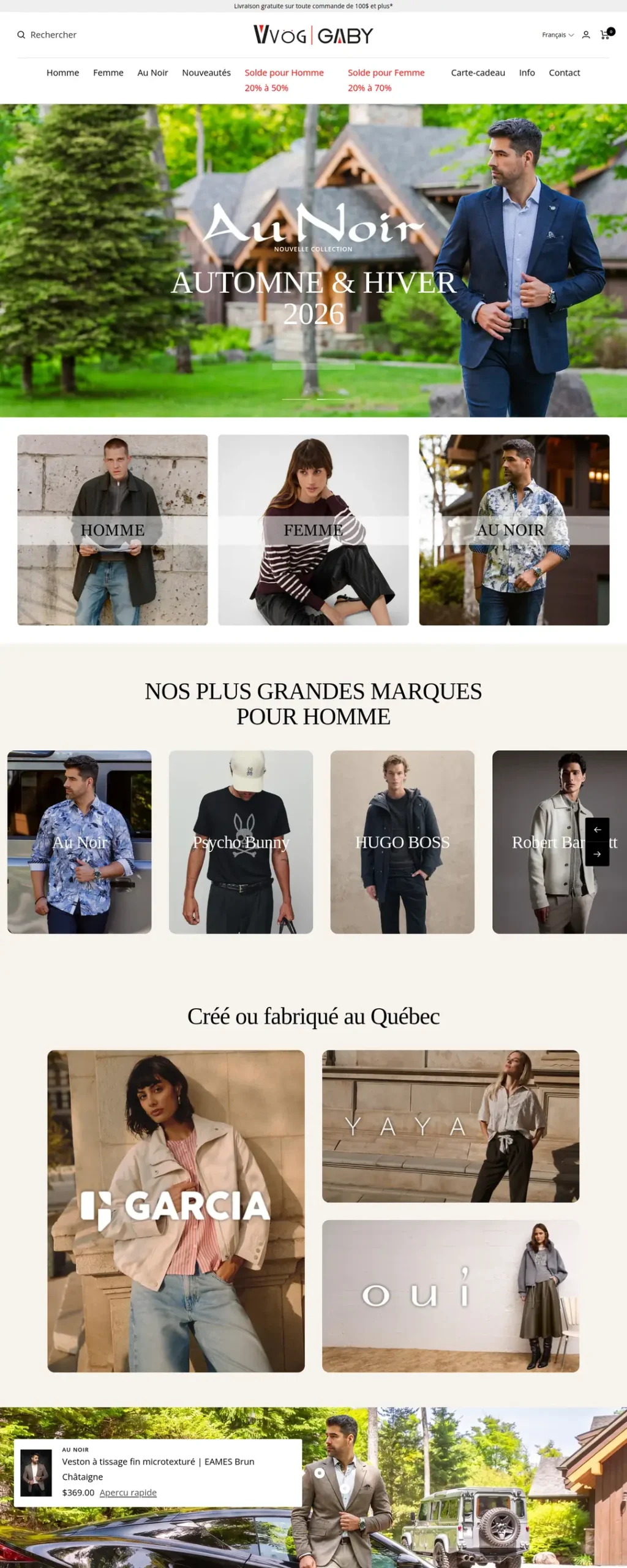 Boutique Vvög — aperçu du site web