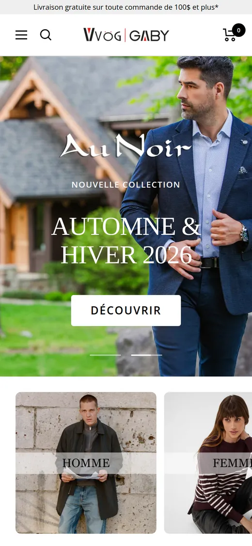 Boutique Vvög — aperçu mobile du site